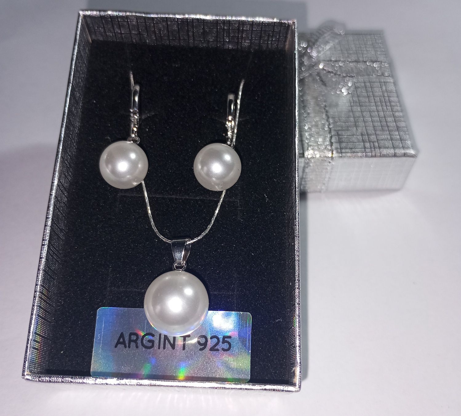 Set cercei și colier argint 925 cu perle