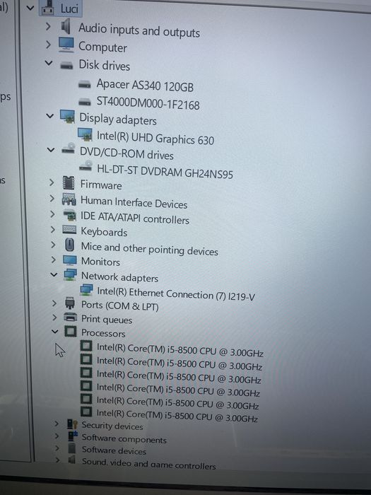 PC intel i5-8500, 16G ram, ssd, 4Tb hdd