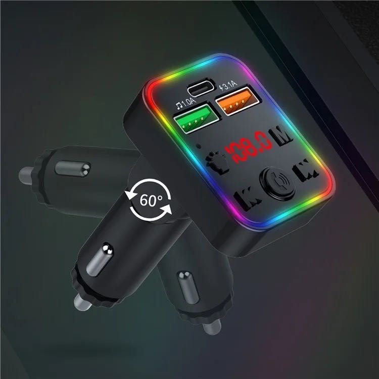 FM трансмитер Bluetooth v.5.0 + USB 3.1A /12-24v/Fast Charging/Type C/