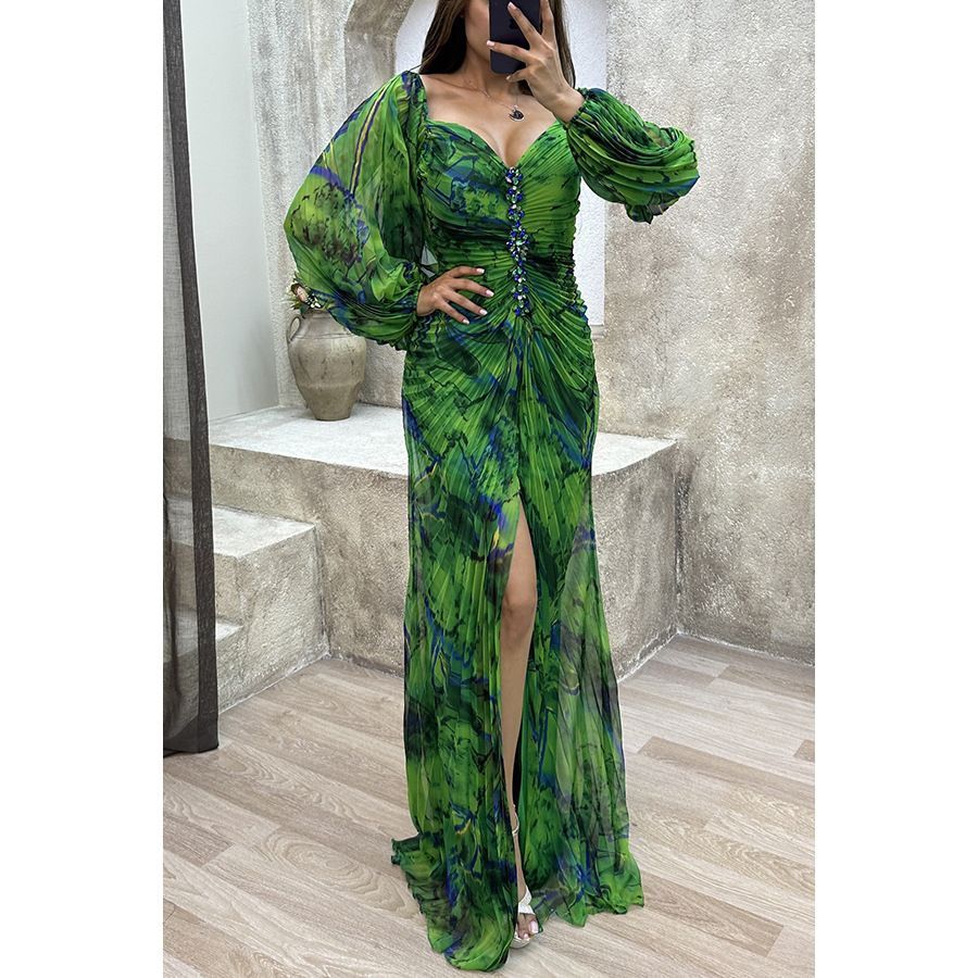 Rochie plisata verde