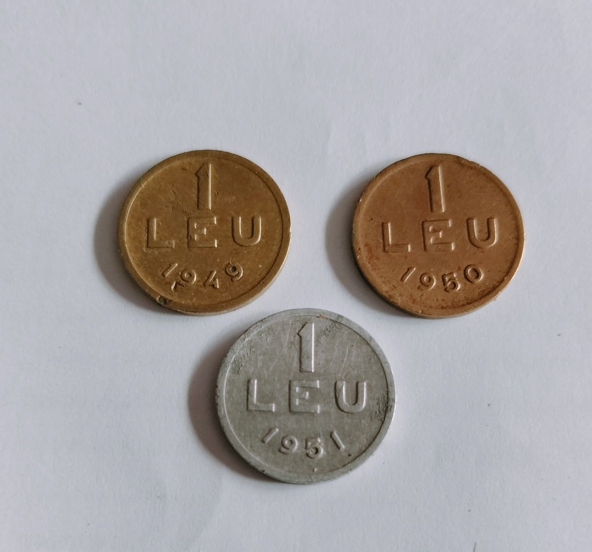 Monede 1 leu 1949; 1 leu 1950; 1 leu 1951 RPR