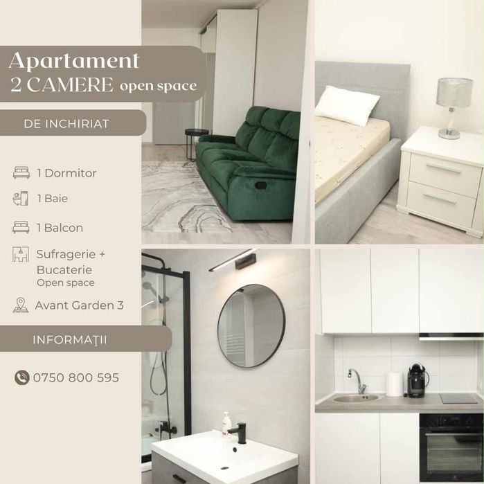 Apartament de inchiriat 2 camere ( open space)