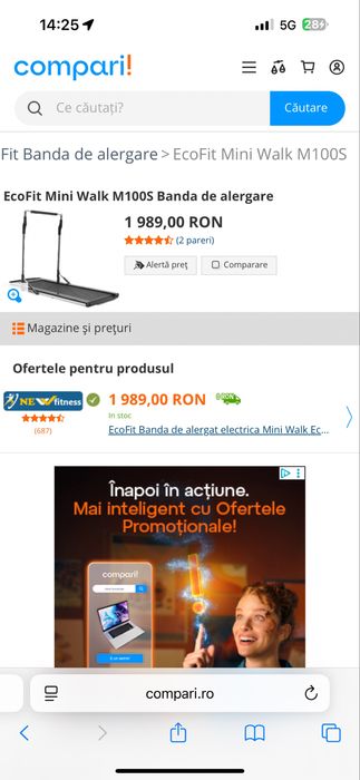 Banda alergare EcoFit Mini Walk M100