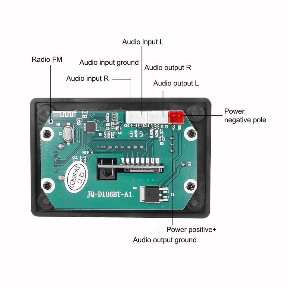 Mp3 player модул за вграждане 5V/12V AIYIMA BT 5.0/TF/USB/AUX/FM/MIC