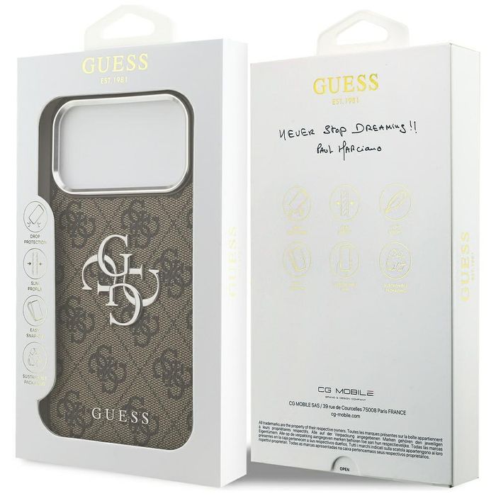 Калъф guess hardcase big 4g logo classic logo за iphone 17 pro в кафяв
