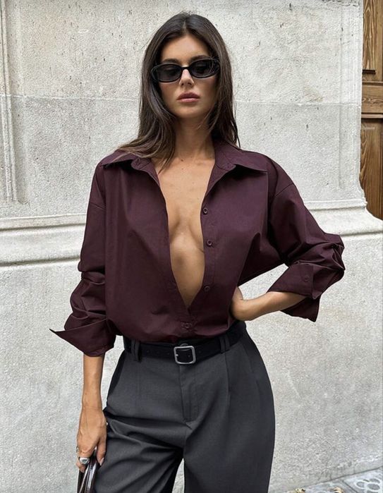 Овърсайз риза бургунди