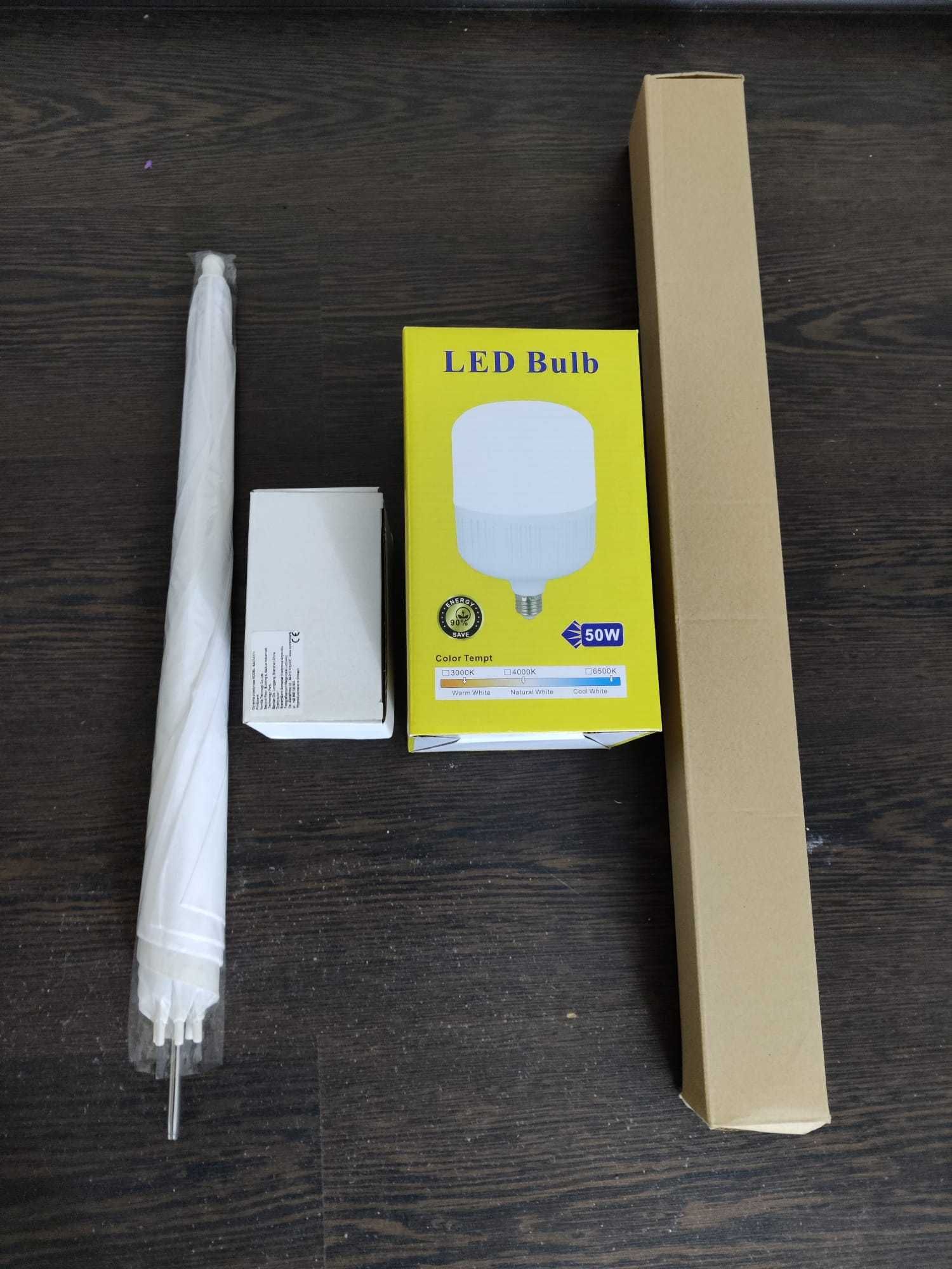 Kit lumina cu 1 bec videochat / foto ,difuzie, sigilat , 50W LED