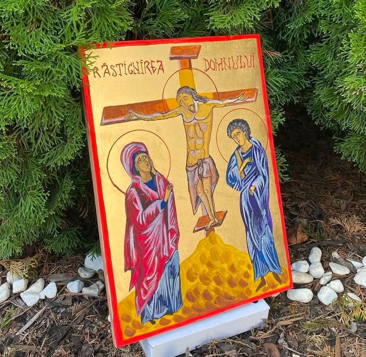 Icoana pictata manual Răstignirea Domnului