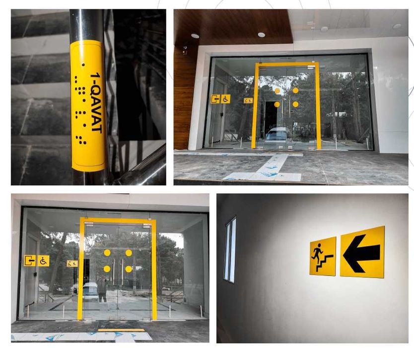 Тактильные таблички и знаки / Taktil belgilar va lavhalar