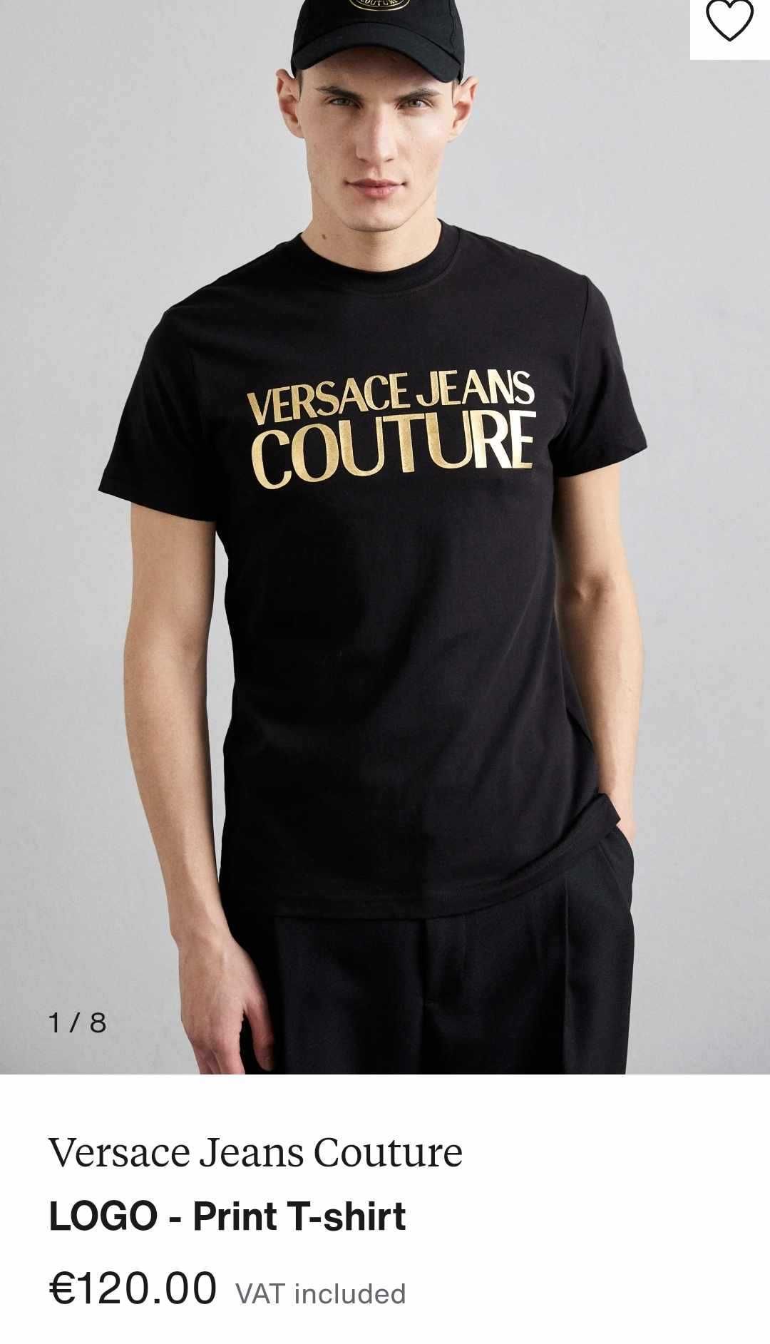 Versace Jeans Couture Бяла Тениска РЕЛЕФНА 3D ЗЛАТНА Щампа - S-XXL