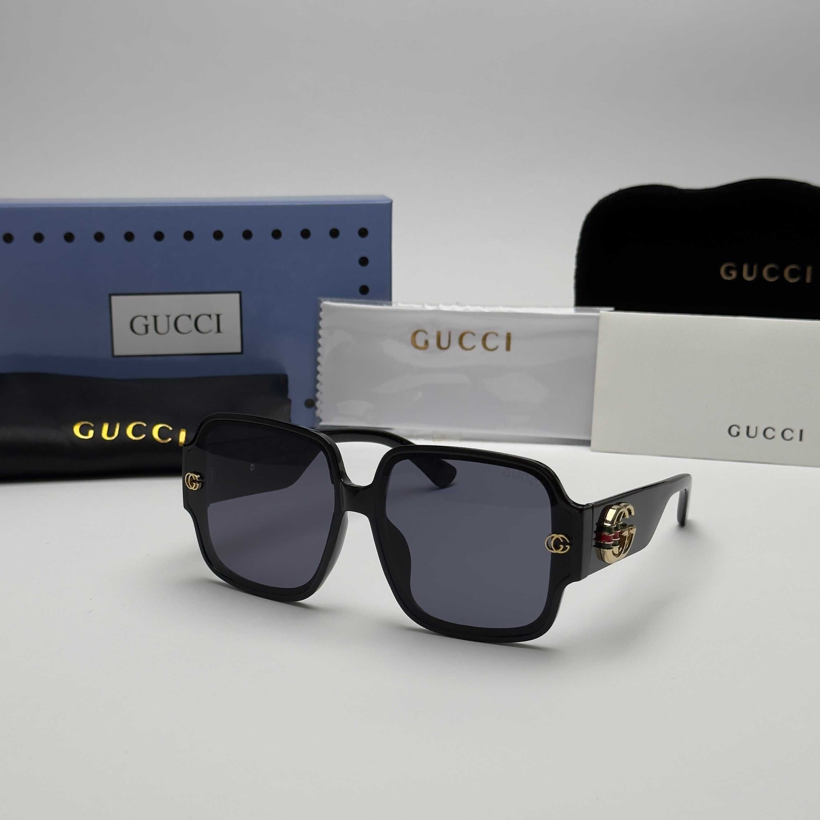 Слънчеви очила GUCCI Oversize Black White Green UV400 CE Big Lenses