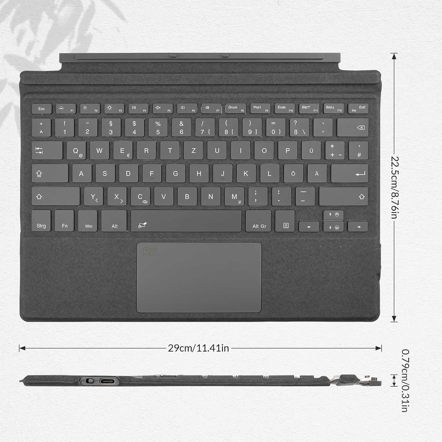 Tastatură Rii Surface pt Surface Pro 7 Pl/Pro 7 / Pro 6 / Pro 5 / Pro4