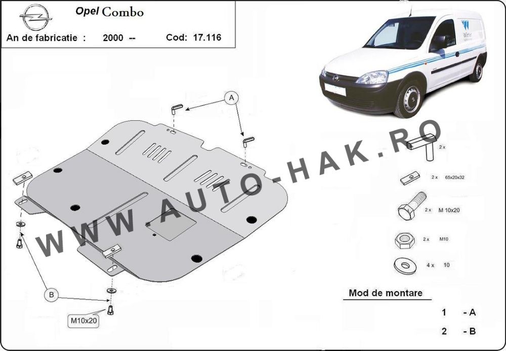 Scut motor metalic Opel Combo 2000-2010