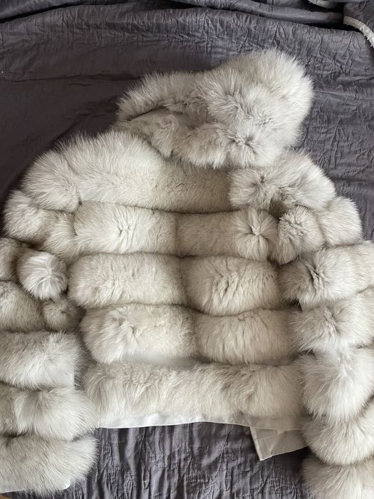 Палто/Яке естествен косъм с качулка