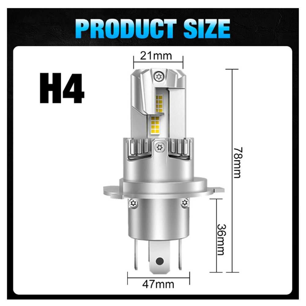 LED диодни крушки E4P H4 Х4 12V 50W, 15000 lm, комплект