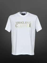 Versace Jeans Couture Бяла Тениска РЕЛЕФНА 3D ЗЛАТНА Щампа - XL XXL