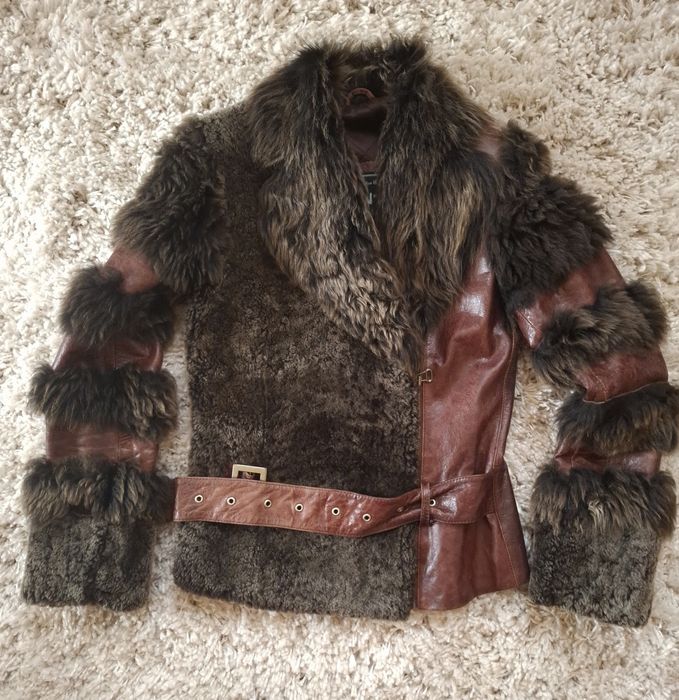 Haina scurta de piele cu blana