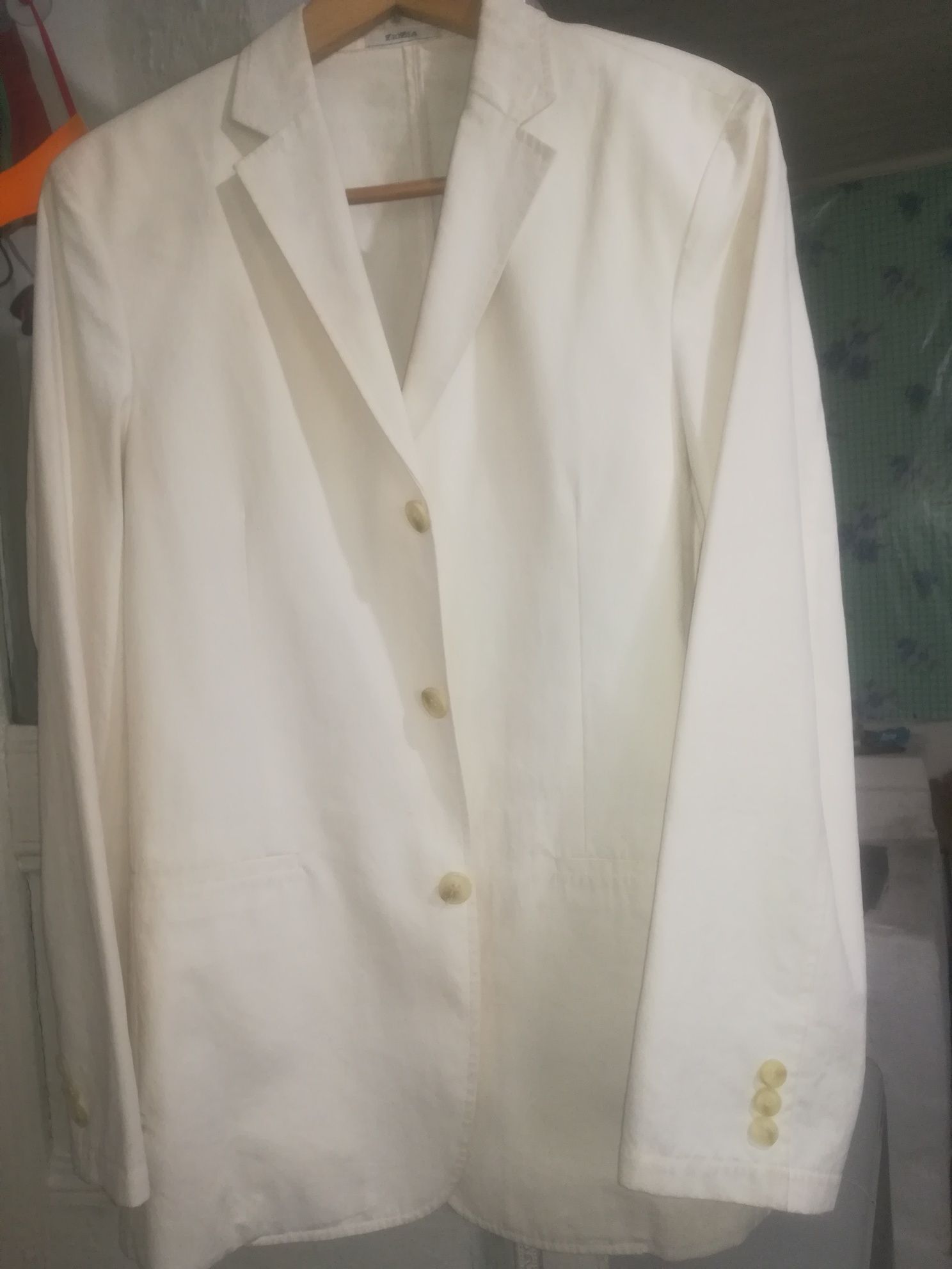 Пиджак белый, без подклада