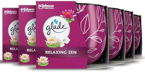 Нови Дълготрайни ароматни свещи с лотос и водни лилии 6 броя Glade Jar