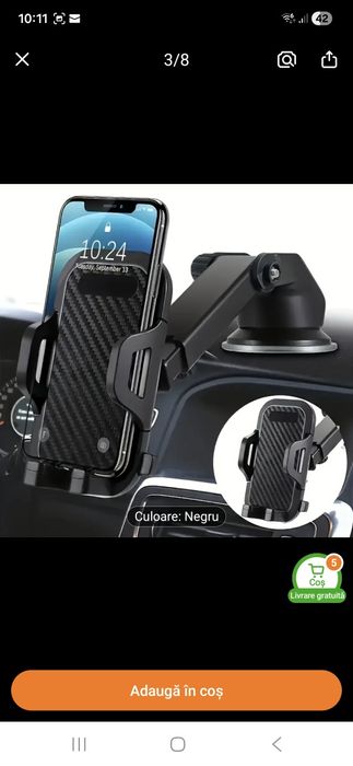 Suport auto orice telefon bord parbriz reglabil carbon
