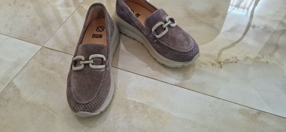 Дамски мокасини естествен велур и естествена кожа 36 номер