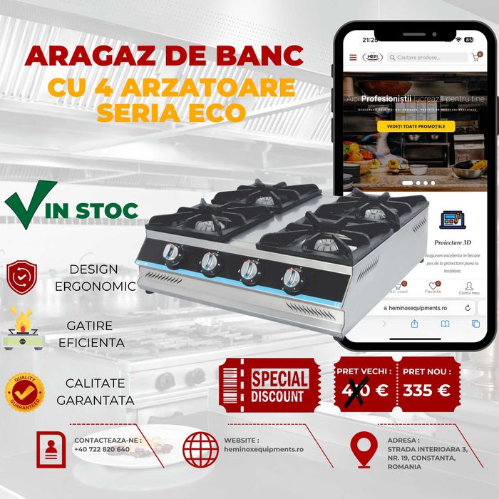 Aragaz De Banc Inox cu 1Arzator,2Arzatoare,3Arzatoare,4Arzatoare Gaz