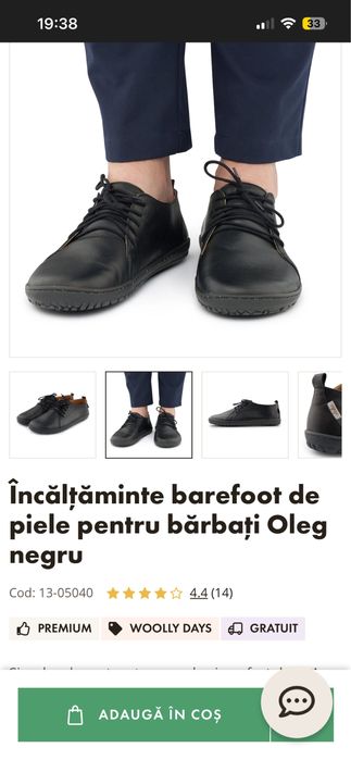 Vand pantofi barefoot din piele woolvile