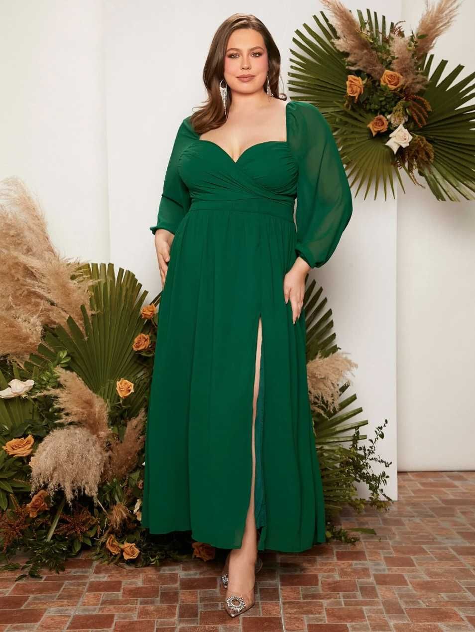 Rochie eleganta Shein verde inchis marime 1XL