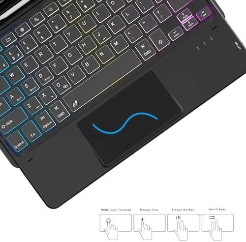 Нов Калъф с Клавиатура за таблет iPad Pro 11 2024, Подсветка 7 Цвята