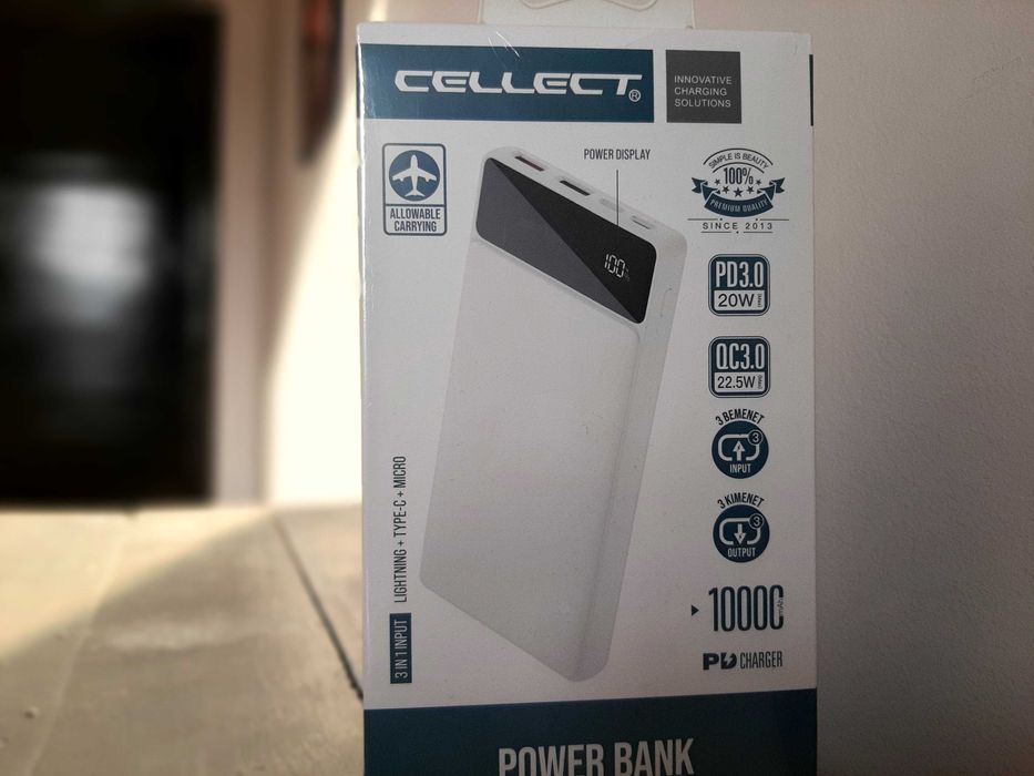 Външна батерия Cellect 10000 mAh 3in1 (Lightning + Type-C + Micro)