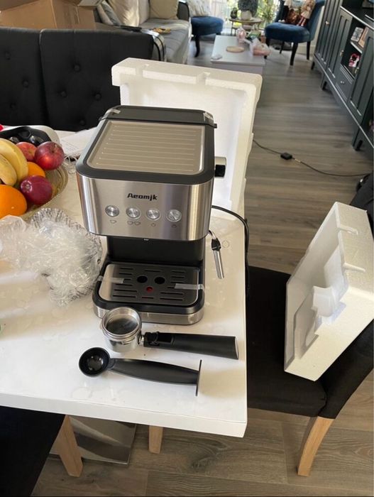 Aparat de cafea premium/Negru Inox