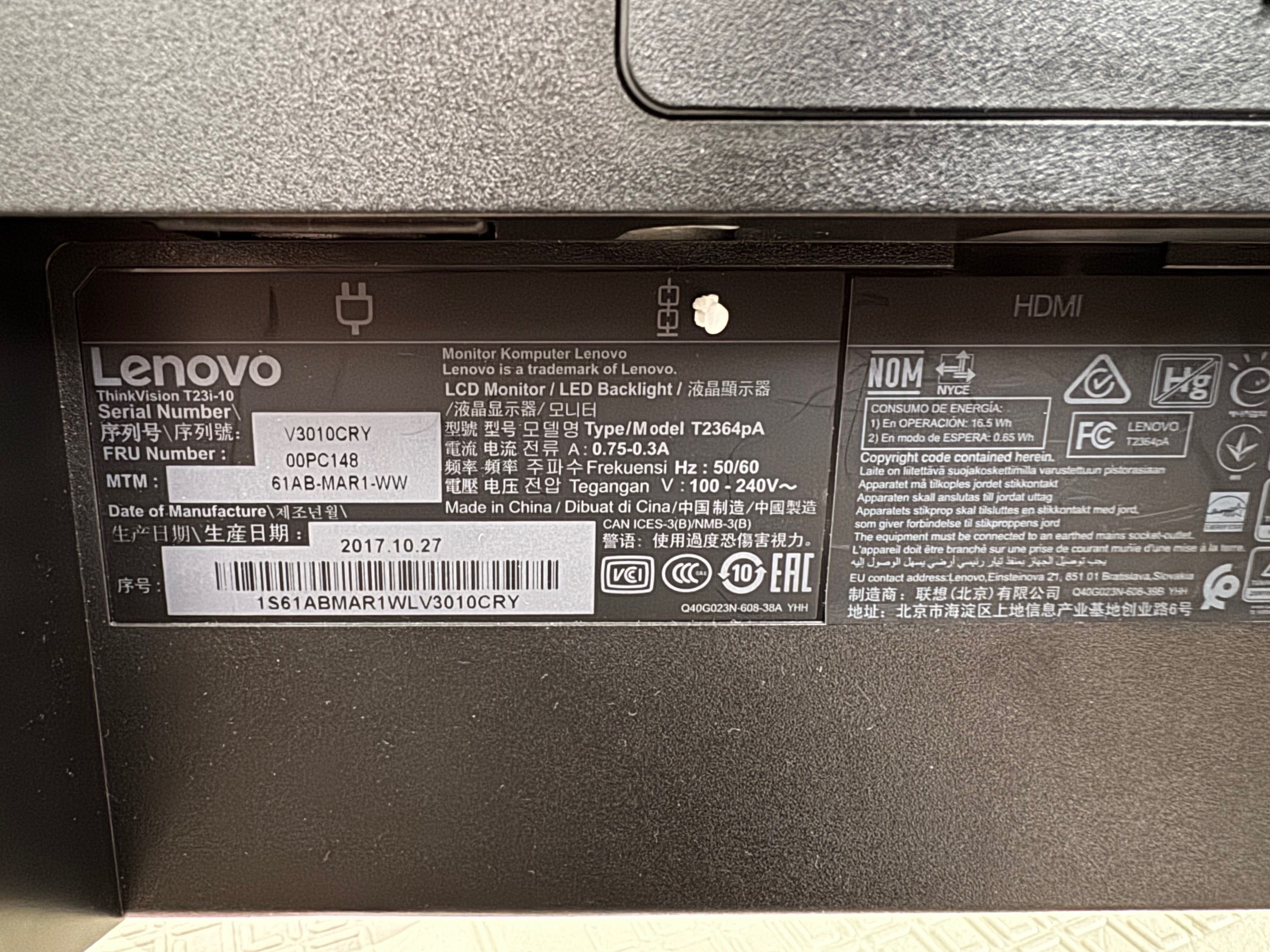 Монитор Lenovo ThinkVision T23i-20 23" FHD Monitor