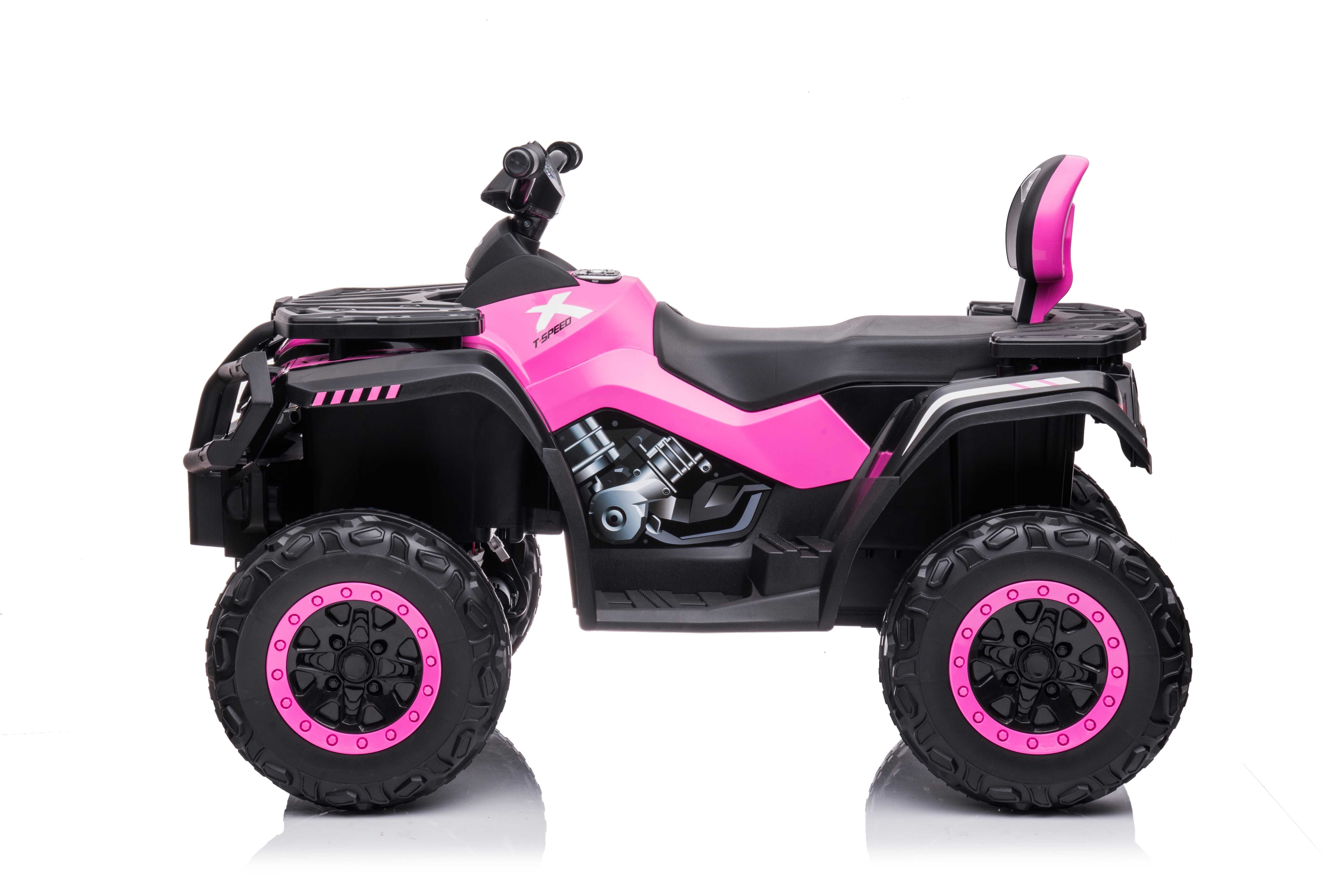 ATV electric Kinderauto S615 4x45W 24V, roti moi, scaun tapitat #Pink