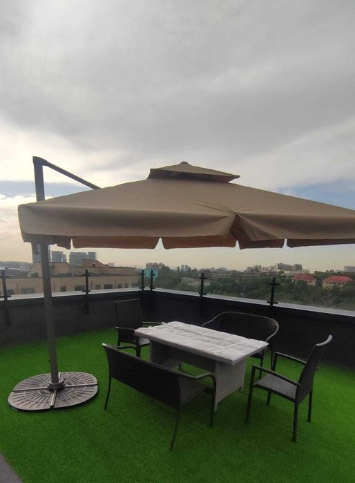 Садовый Зонт с вентиляцией  бежевый, C утяжелителям