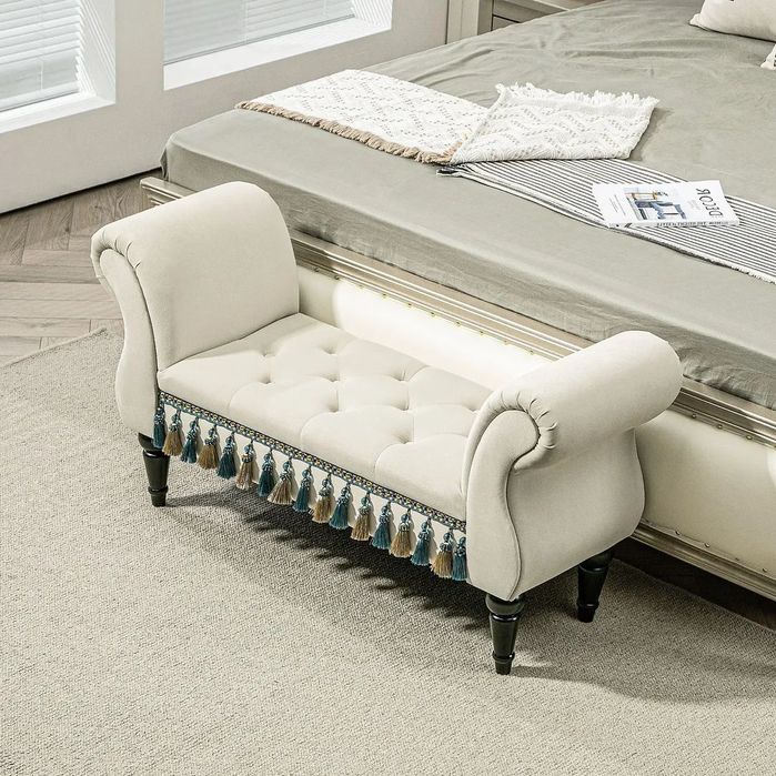 Тапицирана пейка HOMCOM, винтидж дизайн, до 150 кг, 117 x 40 x 58 см,