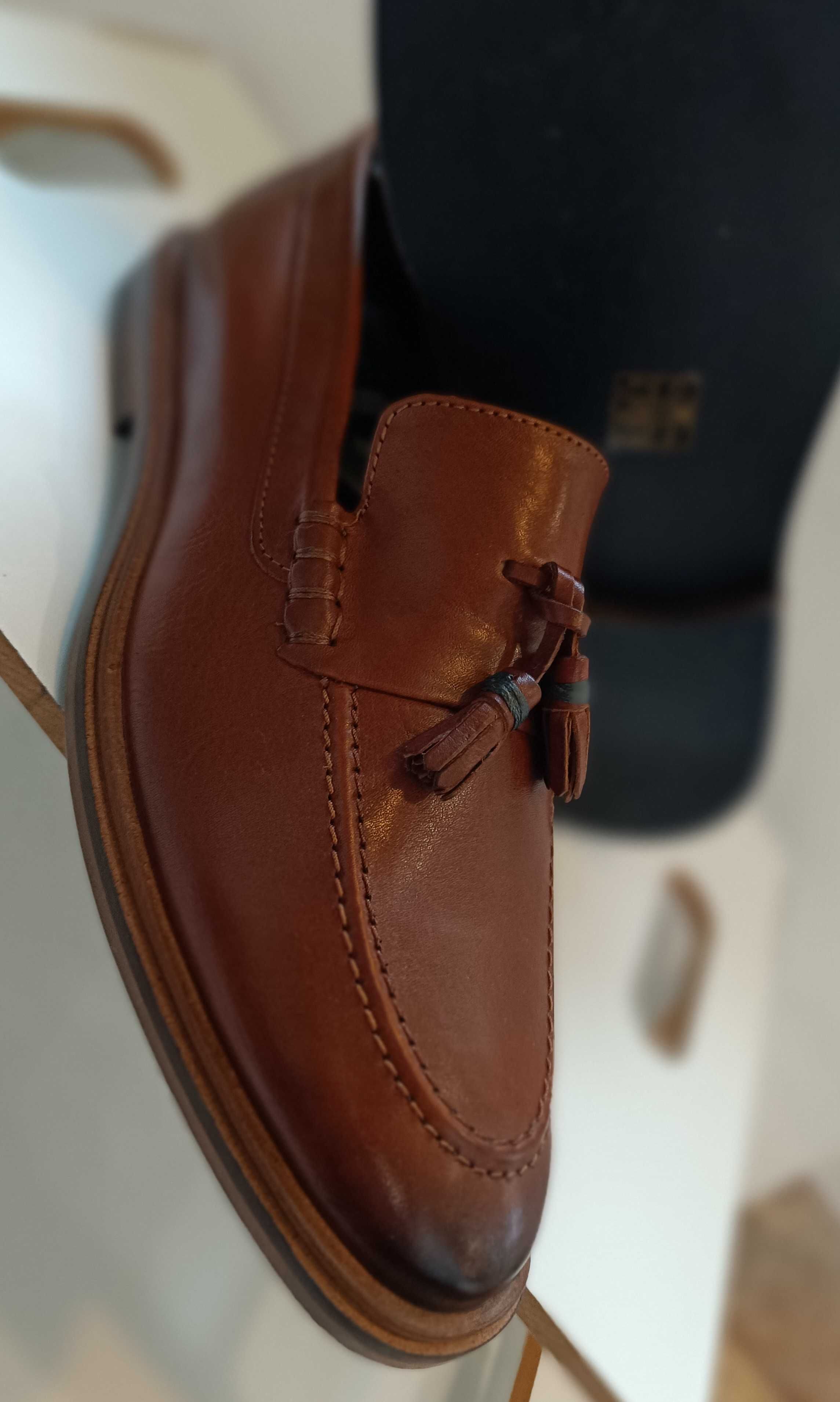 Pantofi loafer 44 44.5  tassel premium Walk London NOI piele naturala