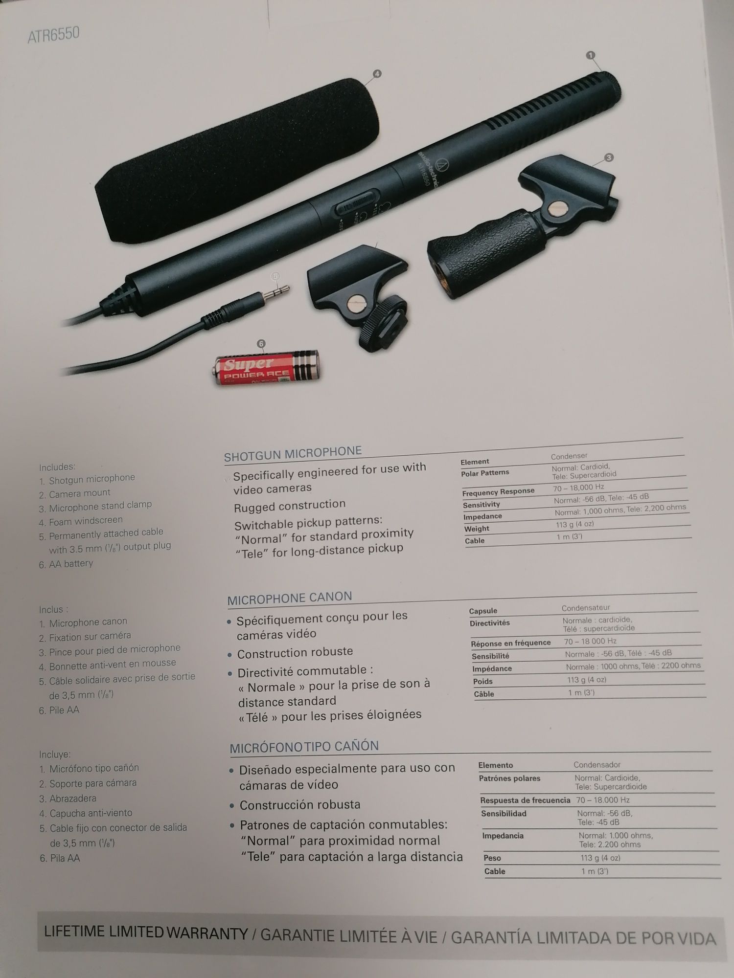 Микрофон пушка Audio-technica ATR6550