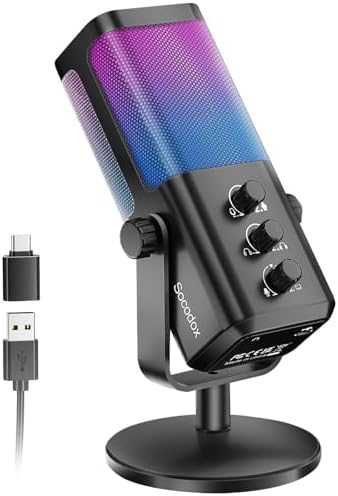 Нов RGB Кондензаторен Микрофон за PC PS4 PS5 Гейминг Стрийминг Подкаст