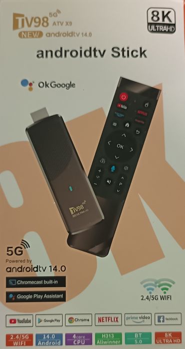 Stick TV Android 14 Q96 OHP – 64GB, 4K HDR, telecomandă vocală