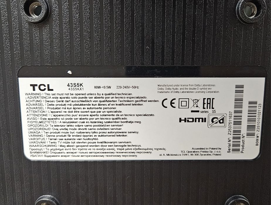 Televizor TCL QLED, 108 cm, Smart cutie
