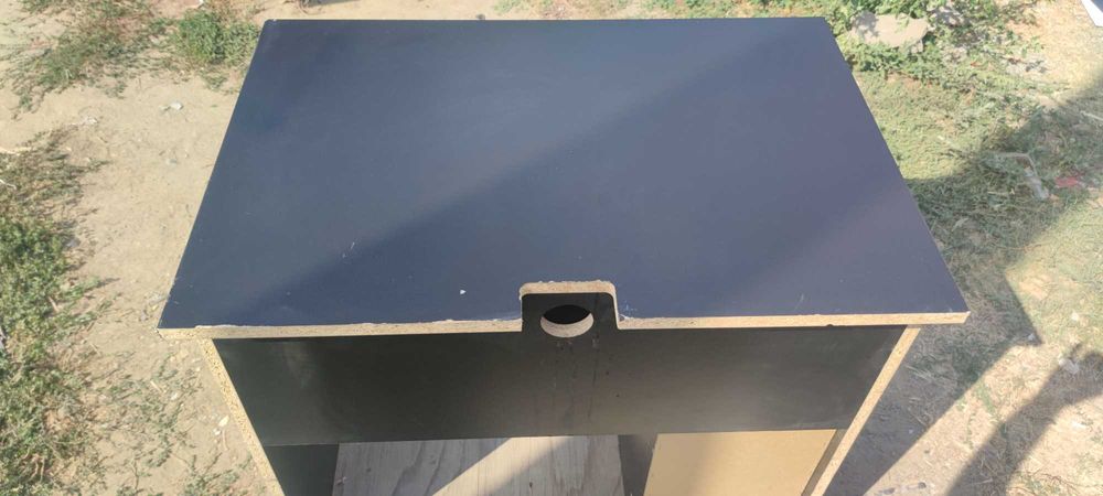 Birou pentru calculator cu polita pentru tastatura, sertar, rafturi