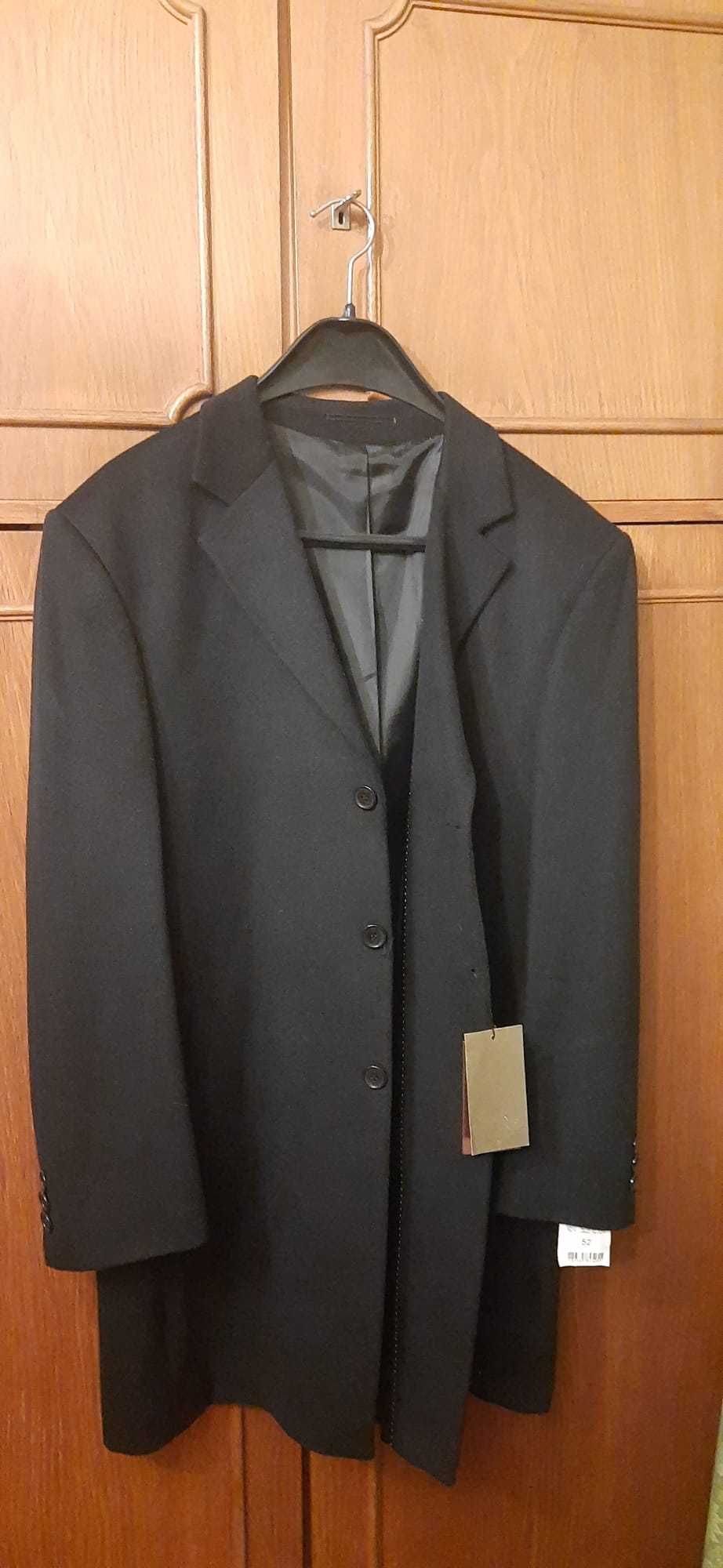 Palton bărbătesc negru, nou (cu eticheta) lână 80%, mărimea 52