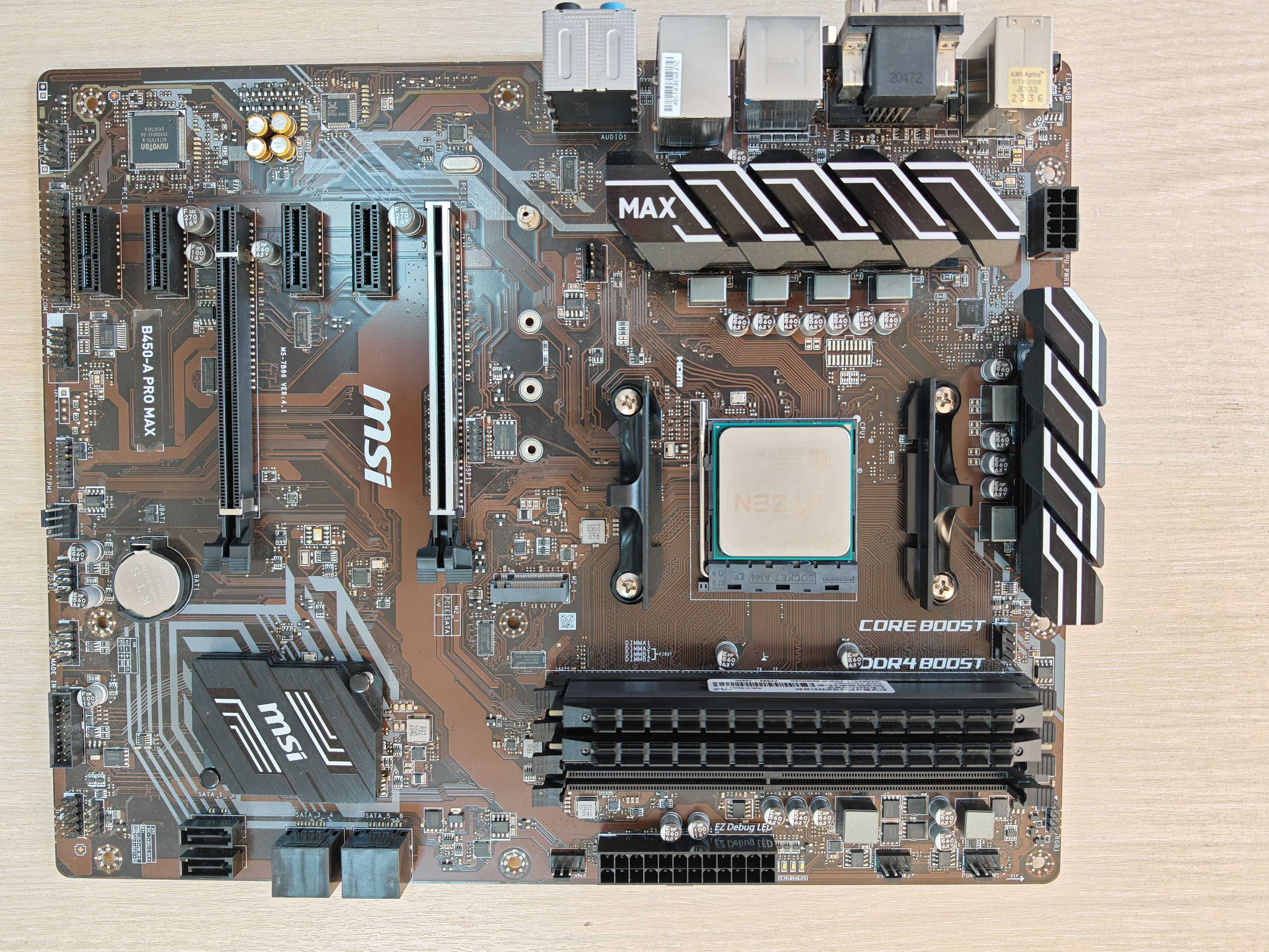 Kit MB MSI B450A PRO MAX, CPU AMD RYZEN 3 1200, 8GB RAM Viper, cooler
