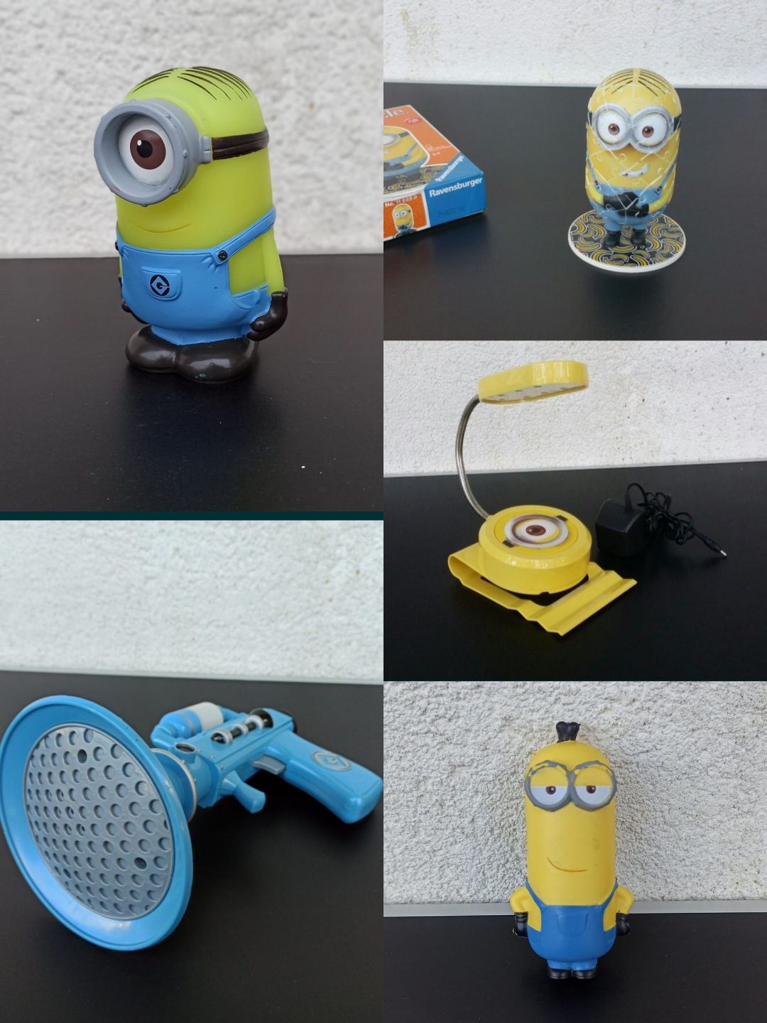 Jucărie pistol minioni minions cu sunete veioza lampa puzzle 3d copii