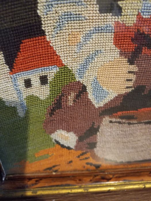 Set 2 tablouri retro goblen colectia "Tiganii" din anii 70