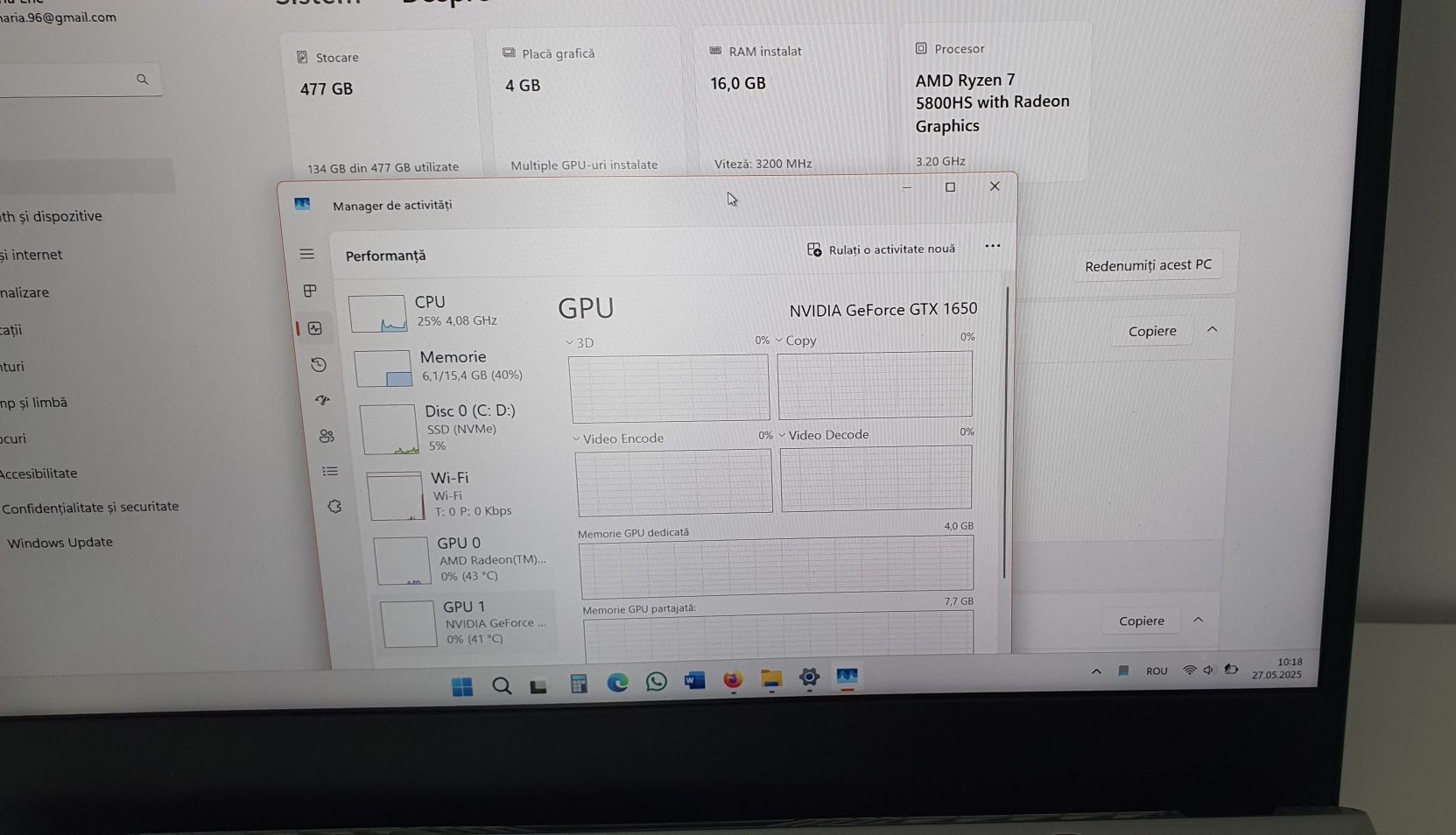 Laptop Asus Zephyrus G14 ALB, 5800H, 16GB, GTX 1650, 512GB