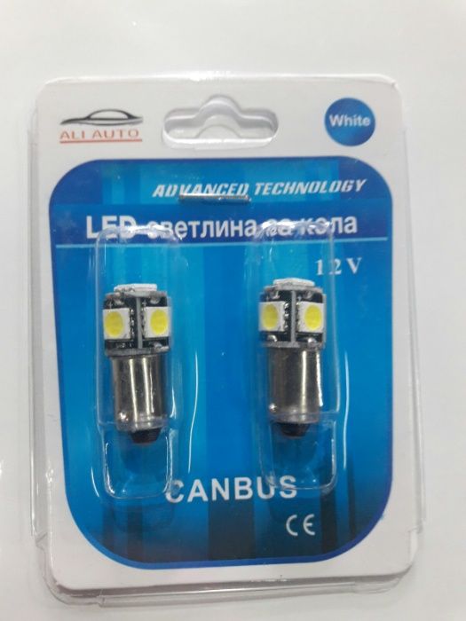 Лед крушки за габарит 5LED BA9S T4W 12V 5050 SMD -А3016