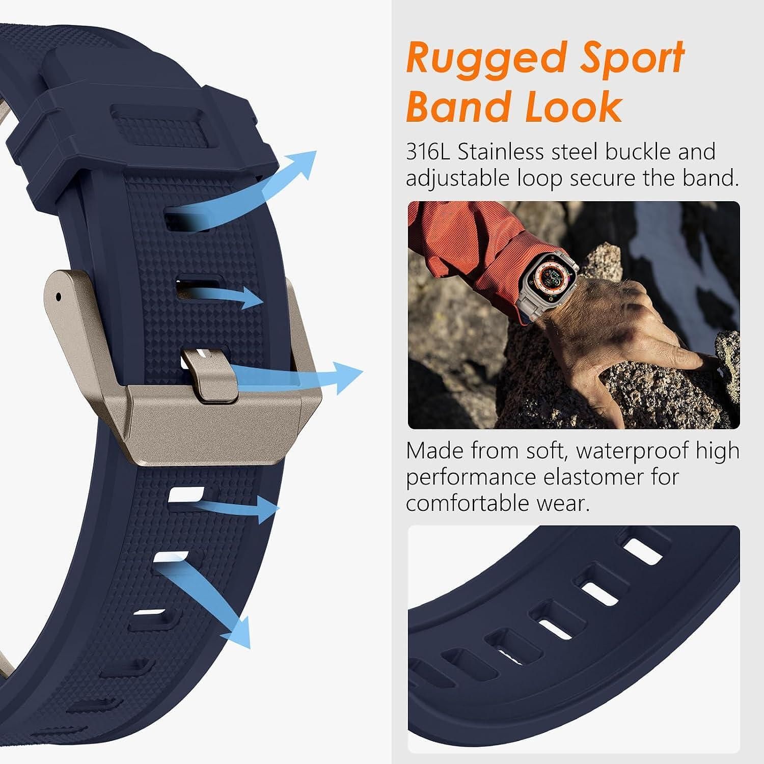 Tech-protect delta pro каишка за apple watch ultra 1/2 - blue/titanium