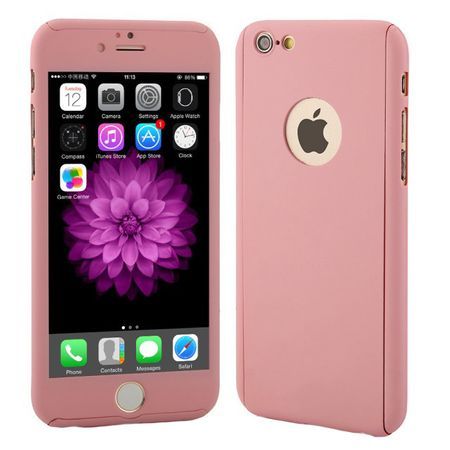 Husa 360° (fata + spate + geam sticla) Apple iPhone 6 Plus - Rose Gold