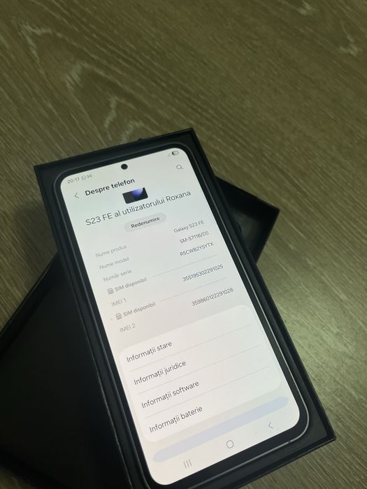 Samsung Galaxy S23 FE – Impecabil! Full Box + folie originală pe spate